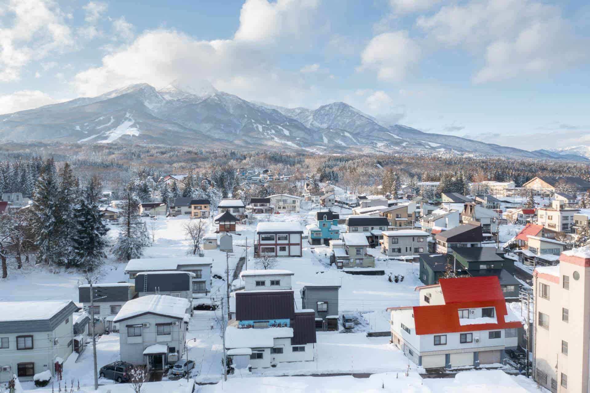 Mountain Base Myoko Drone view